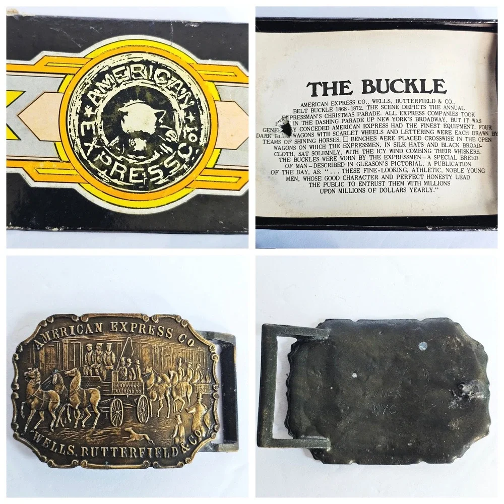 Vintage American Express Co Wells Butterfield Stagecoach Belt Buckle Synek NYC